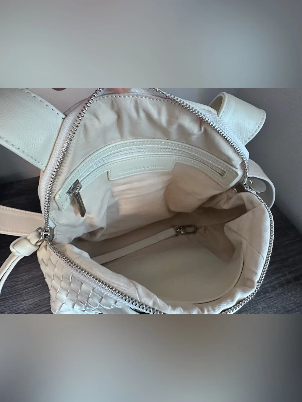 Daniella Lehavi Woven White Leather Bonnie Bag